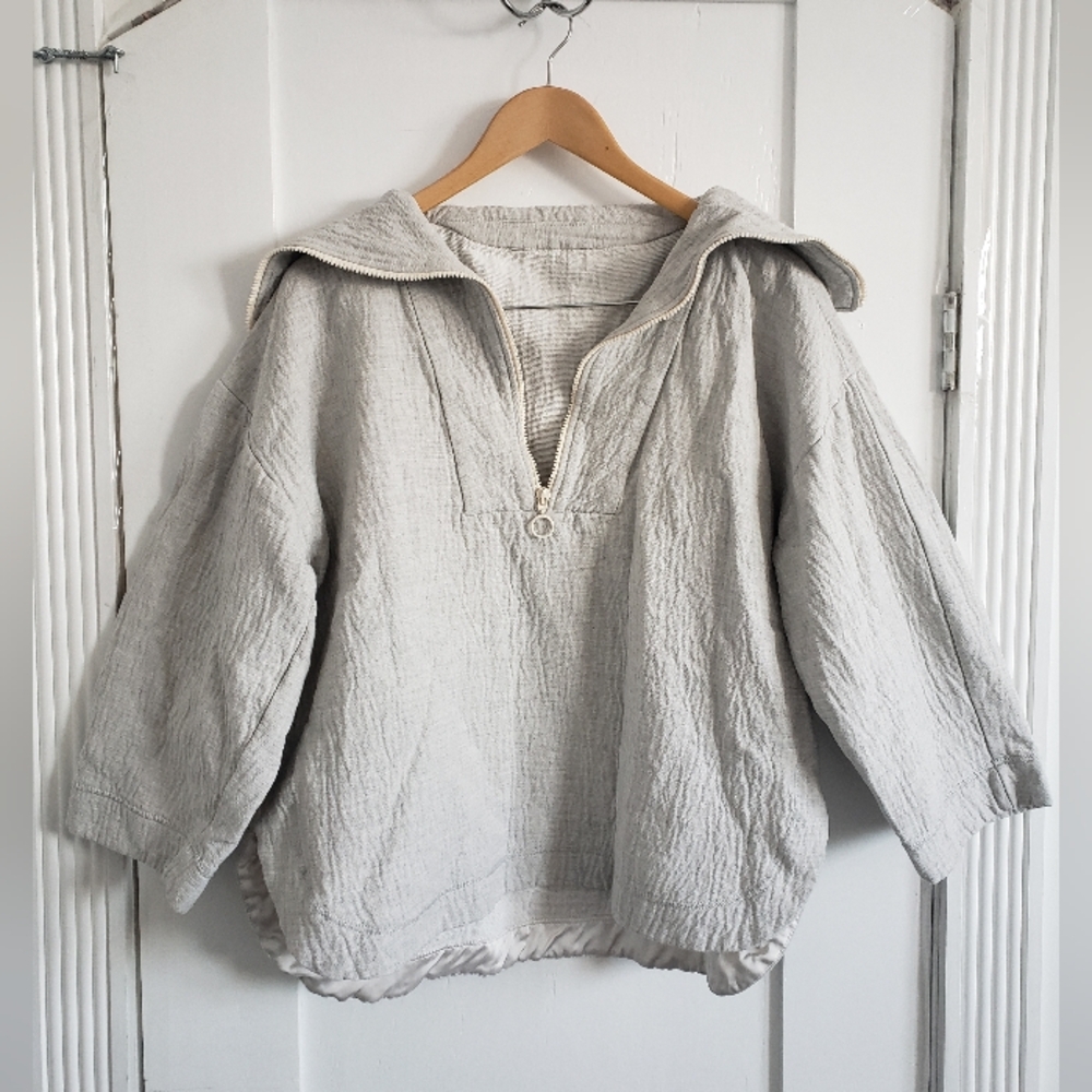 Zara Light Gray Oversized Half-Zip Sweater M - Picture 1 of 5